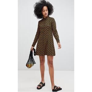 Monki Tiger Print Shirt Dress Size Small